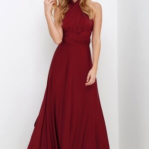 Lulus Always Stunning Convertible Burgundy Maxi Dress Red - Size S